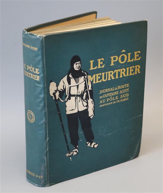 Scott, Robert Falcon, Capt. - Le Pôle Meurtrier Journal de Capitaine Scott, 8 qto, pictorial green cloth gilt, Hachette et Cie, Paris 1